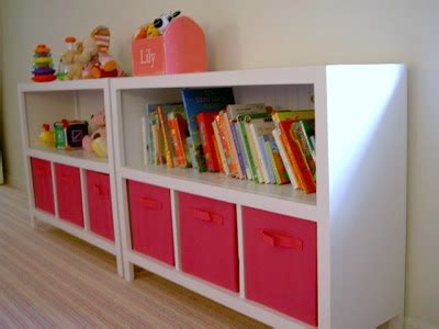 DIY Bookshelves with fabric storage bins - Jaime Costiglio