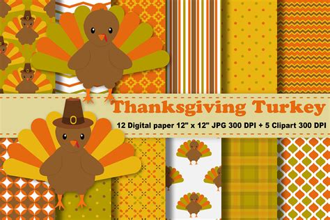 Thanksgiving Turkey Digital Paper Graphic by CosmosFineArt · Creative ...