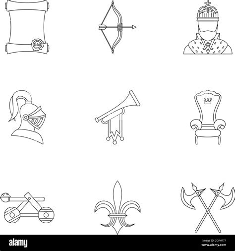 Medieval knight icons set, outline style Stock Vector Image & Art - Alamy