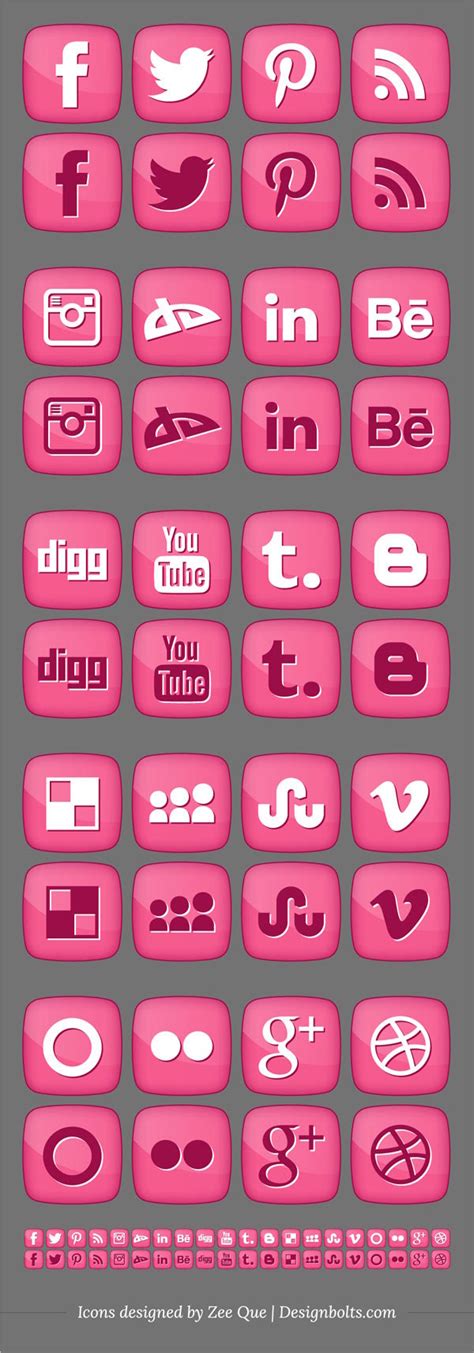 Free Pink Girly Social Media Icons 2012