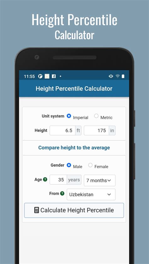 Height Percentile Calculator - App on Amazon Appstore