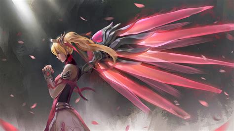 Pink Mercy, Overwatch, Art, 4K, #39 Wallpaper PC Desktop