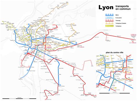 Métro :plan du métro de Lyon, France