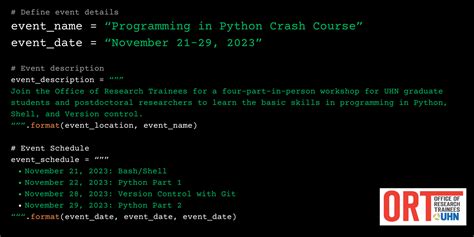 Programming in Python Crash Course - Office of Research Trainees