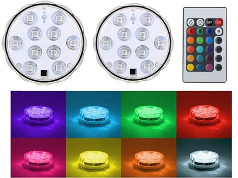 50Pcs* 10LEDs Battery operated Remote control 16colors Submersible LED light, LED vases base ...