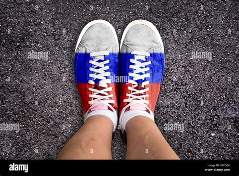 Russian flag colors on sneakers Stock Photo - Alamy