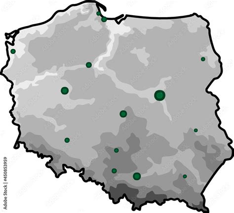 Vector terrain elevation map of Poland Stock Vector | Adobe Stock