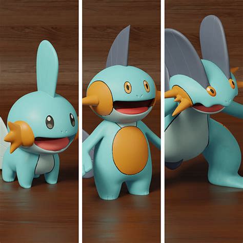 pokemon mudkip evolution pack 3D model 3D printable | CGTrader