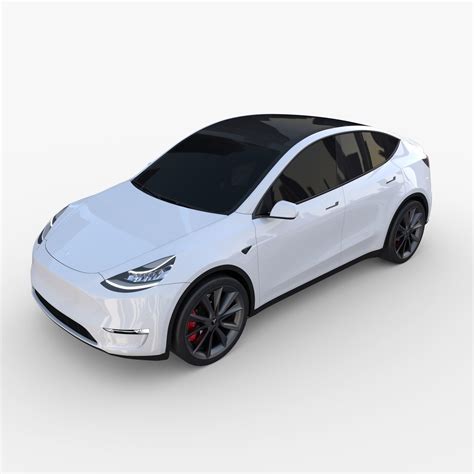 Tesla Model Y White 3D model OBJ FBX STL BLEND DAE