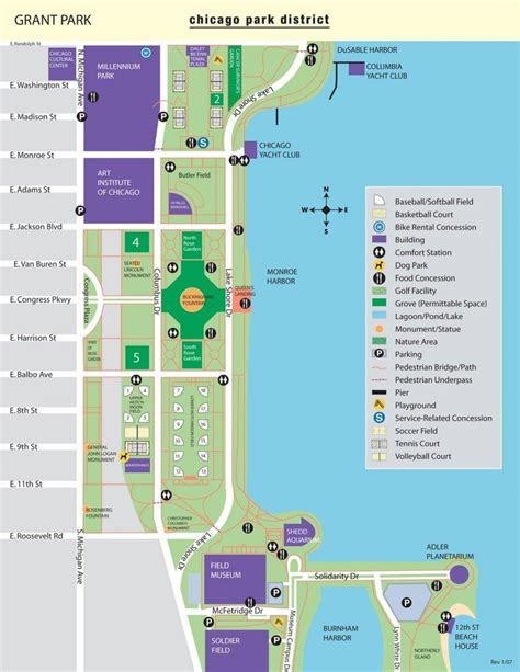 Grant park Chicago map - Map of grant park Chicago (United States of ...