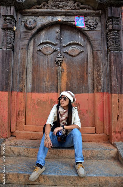 Traveler in Hanuman Dhoka Durbar square at Kathmandu Nepal Stock Photo ...