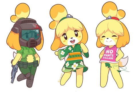 isabelle and doomguy (animal crossing and 1 more) drawn by starbirbz | Danbooru