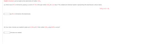 Solved CrCl3→Cr+Cl2 g of Cr is formed by this electrolysis. | Chegg.com