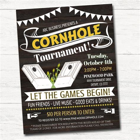 Cornhole Tournament Invite Flyer - Editable DIY Template | Fundraising ...