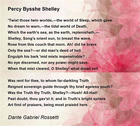 Percy Bysshe Shelley - Percy Bysshe Shelley Poem by Dante Gabriel Rossetti