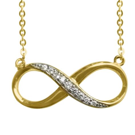 14k Yellow Gold Cubic Zirconia Infinity Symbol Floating Charm Necklace ...