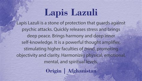 Crystal Information Card - Lapis Lazuli - Nature's Artifacts