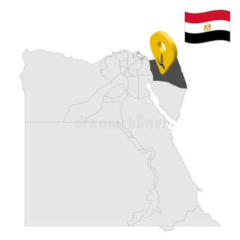 Location North Sinai Governorate on Map Egypt. 3d Location Sign Similar To the Flag of North ...