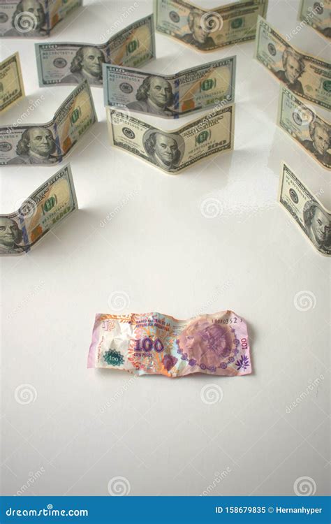 Argentina Economic Crisis and Currency Devaluation Concept. Crumpled ...