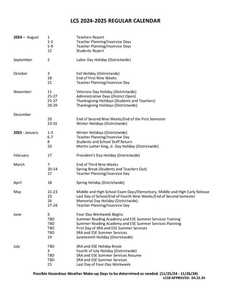 Leon County Schools Calendar 2024-2025 [District Calendar]