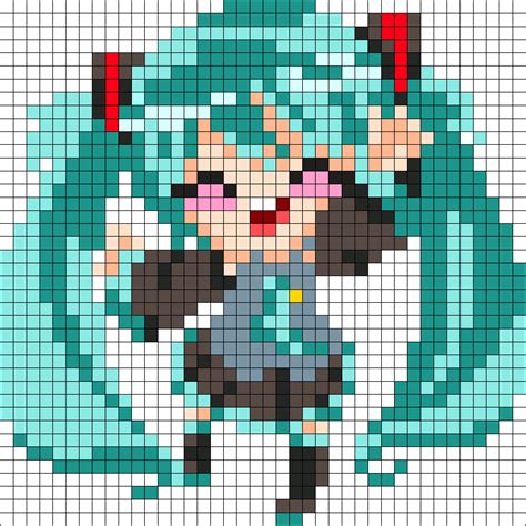 Hatsune Miku Perler Kandi Pattern | Dibujos en cuadricula, Animales punto de cruz, Puntos de ...