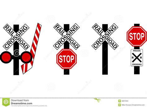 stop sign and railroad crossing signs on white background stock photo ...