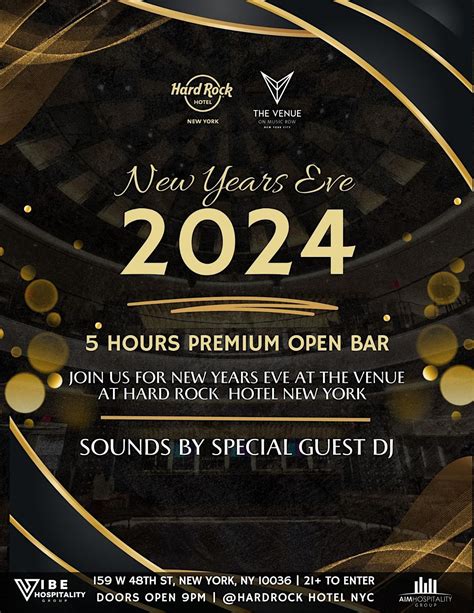 NEW YEARS EVE 2024 @ THE VENUE AT THE HARD ROCK HOTEL TIMES SQUARE NYC, Hard Rock Hotel New York ...