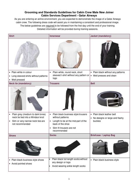 Male Grooming and Standards Guidelines For Cabin Crew Qatar Airways New Joiner | PDF | Necktie ...