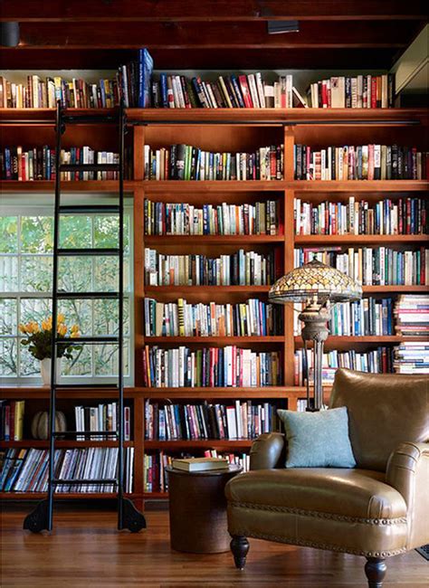 small-home-library-with-ladder | HomeMydesign