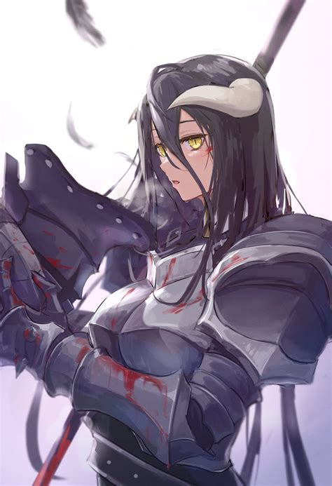 Albedo in armor after kicking Azuth man art | Overlord™ Amino