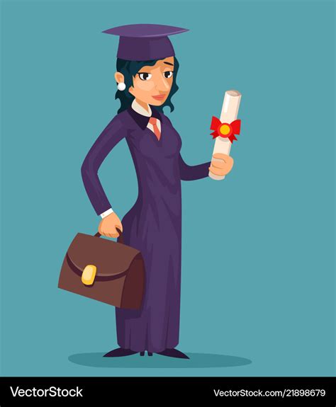 Girl student female graduate cartoon character Vector Image