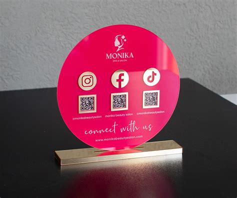 Acrylic QR Code Sign With Logo Social Media Sign Wifi Sign Salon Pay Sign Table Top QR Code Sign ...