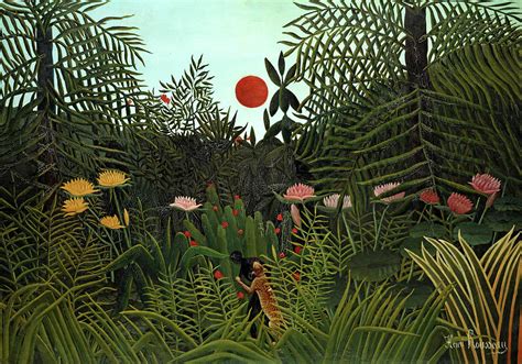 Jungle With Setting Sun 1910 Painting By Henri Rousseau