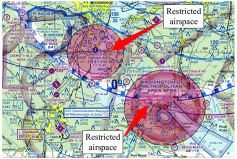 Example of restricted airspace (clearance map of Pendleton Oregon ...