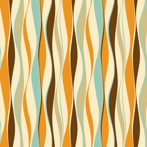 wavy lines retro fabric by threebranchesdesign on Spoonflower - custom ...