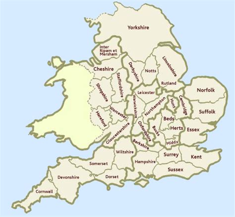 Domesday Book Genealogy | Domesday book, Counties of england, Map