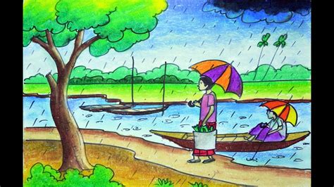 Rainy Season Scenery Drawing Easy For Kids : Kids cartoon drawings 241. ...