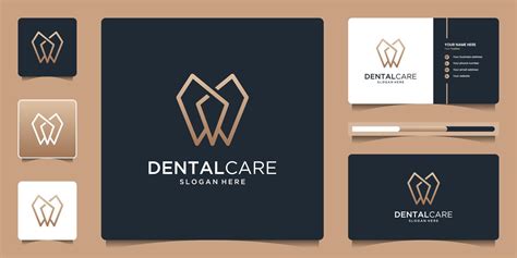 Dental care logo with simple line logo design and business card ...