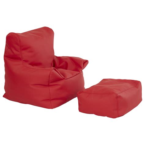 SoftZone® Bean Bag Chair and Ottoman Set - Red - Walmart.com