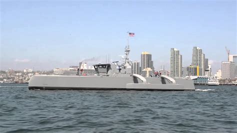 'Sea Hunter' Drone Ship Arrives in San Diego - YouTube