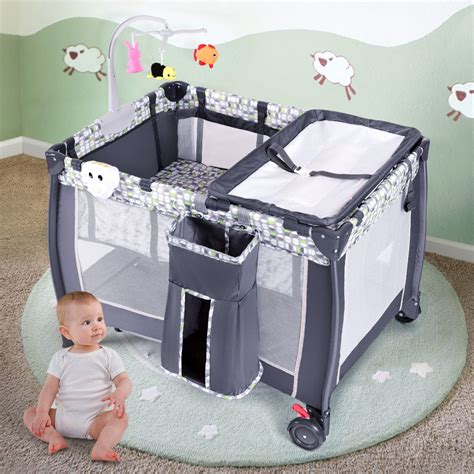 Costway Foldable Travel Baby Playpen Crib Infant Bassinet Bed Mosquito ...