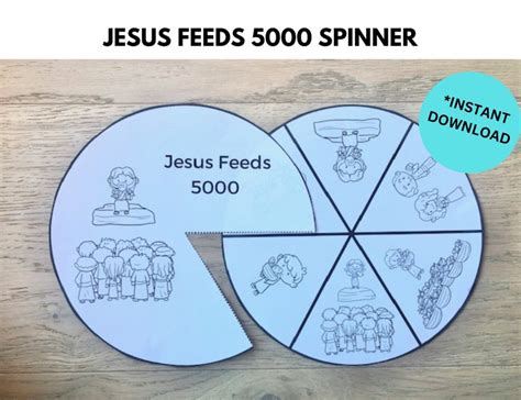 Jesus Feeds 5000 Spinner, Jesus Feeds the Multitudes Bible Story, Sunday School Craft, Vacation ...