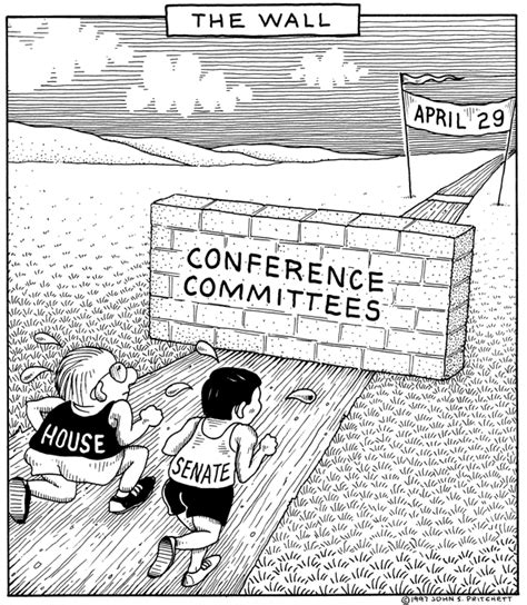 Hawaii legislature cartoon, racing to the finish line, lawmakers hit the wall, Conference ...