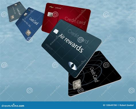 Air Rewards Credit Cards are Seen Here Floating and Flying in Th Stock Illustration ...