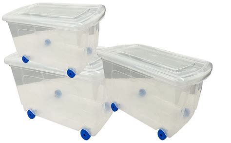 Pluto Packaging Plastic Storage Boxes On Wheels 45 & 70 Litre ...