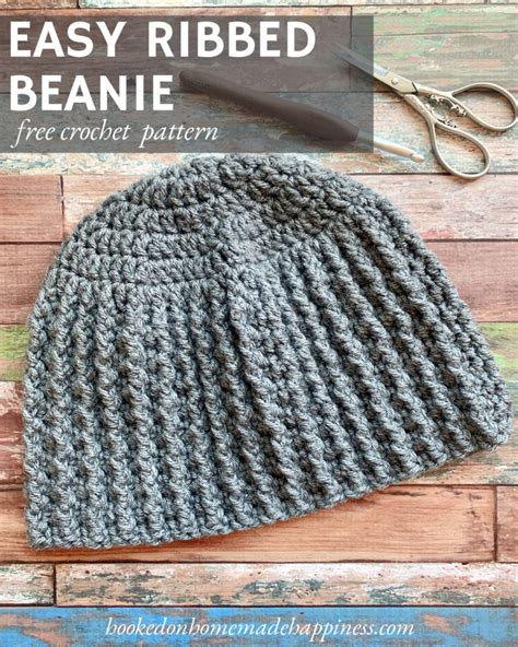 Easy Ribbed Beanie Crochet Pattern - Hooked on Homemade Happiness