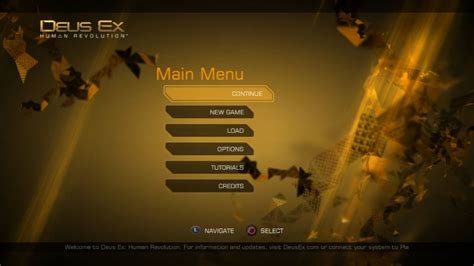 Your Favorite...and not so favorite Main Menu Screens | NeoGAF | Main menu, Deus ex, Wii u games