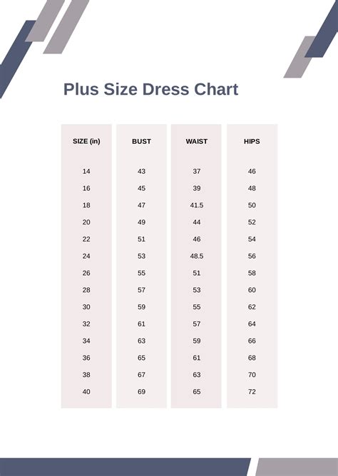 Free Dress Size Chart Women's - Download in PDF | Template.net