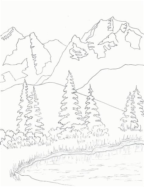 Mountain Scenery Sketch at PaintingValley.com | Explore collection of ...