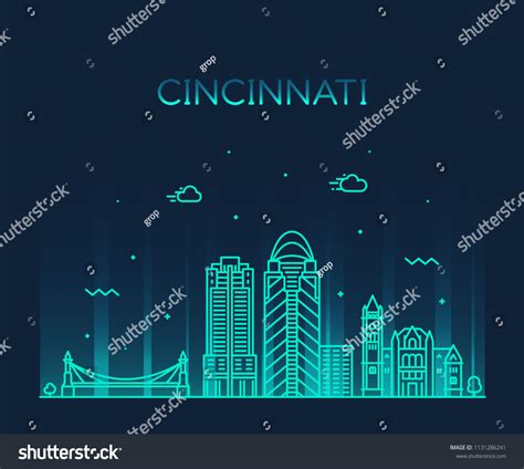 Cincinnati Skyline Ohio Usa Trendy Vector Stock Vector (Royalty Free ...